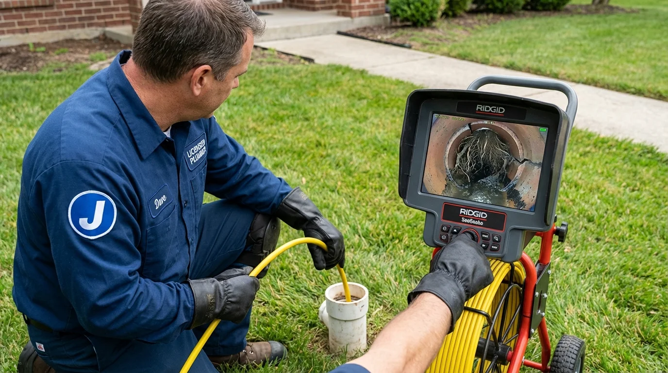 Sewer camera inspection being performed by Johns Plumbing LLC in Kemp